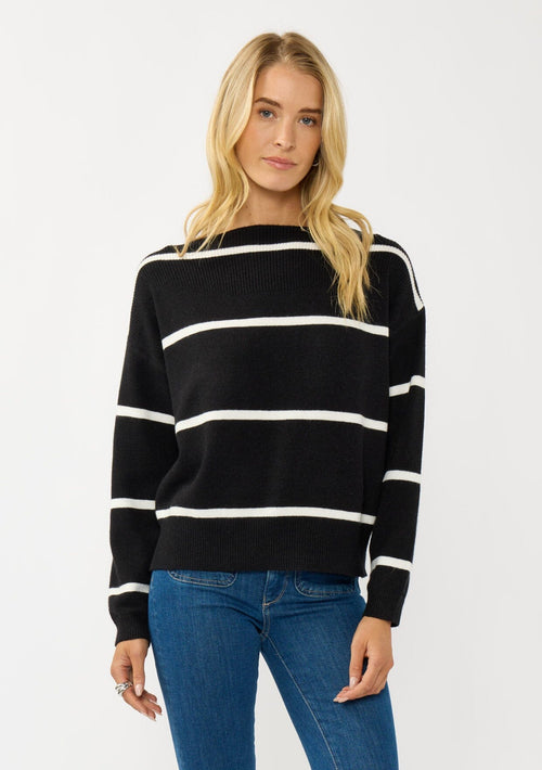 Serena Stripe Boat Neck Pullover