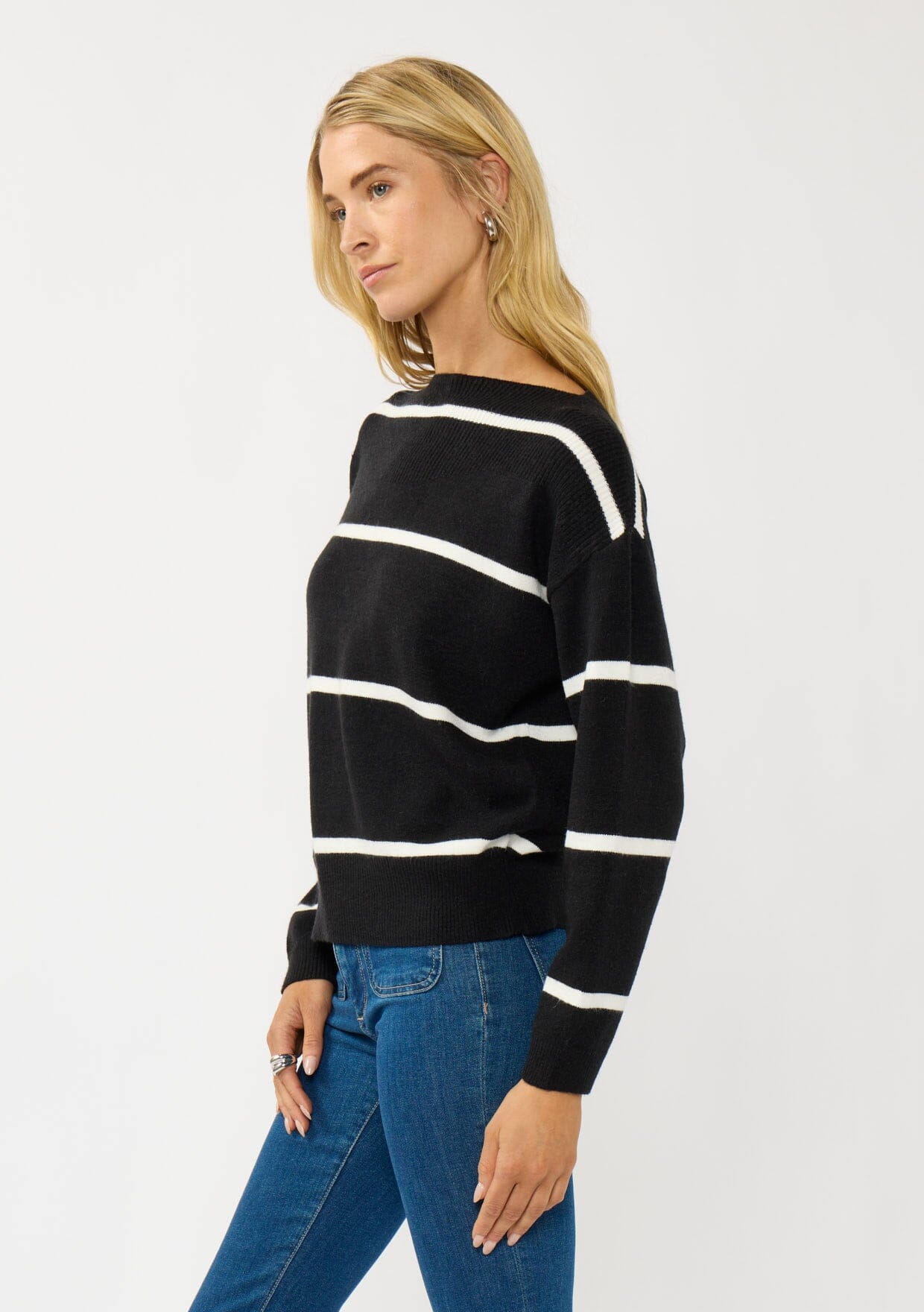 Serena Stripe Boat Neck Pullover