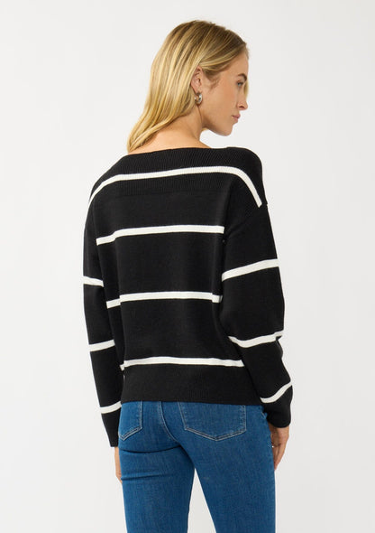 Serena Stripe Boat Neck Pullover