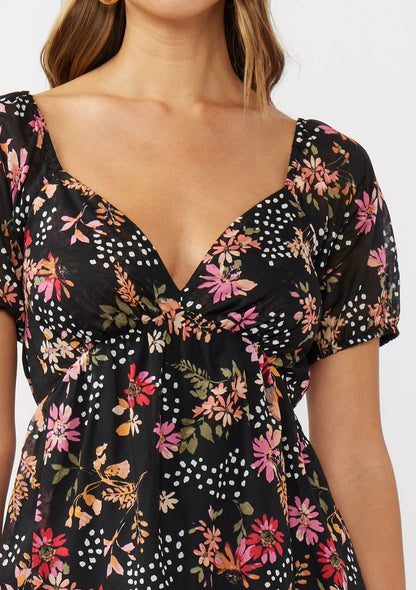 Garden Affair Puff Sleeve Mini Dress