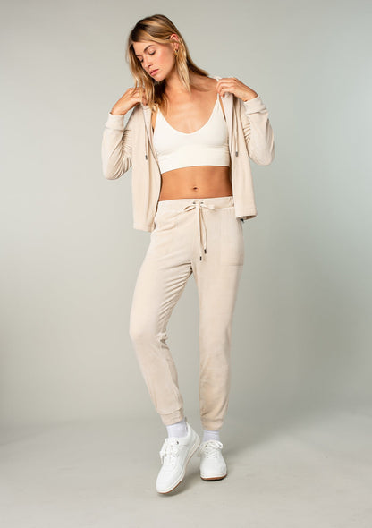 Joey Velour Zip-Up Hoodie