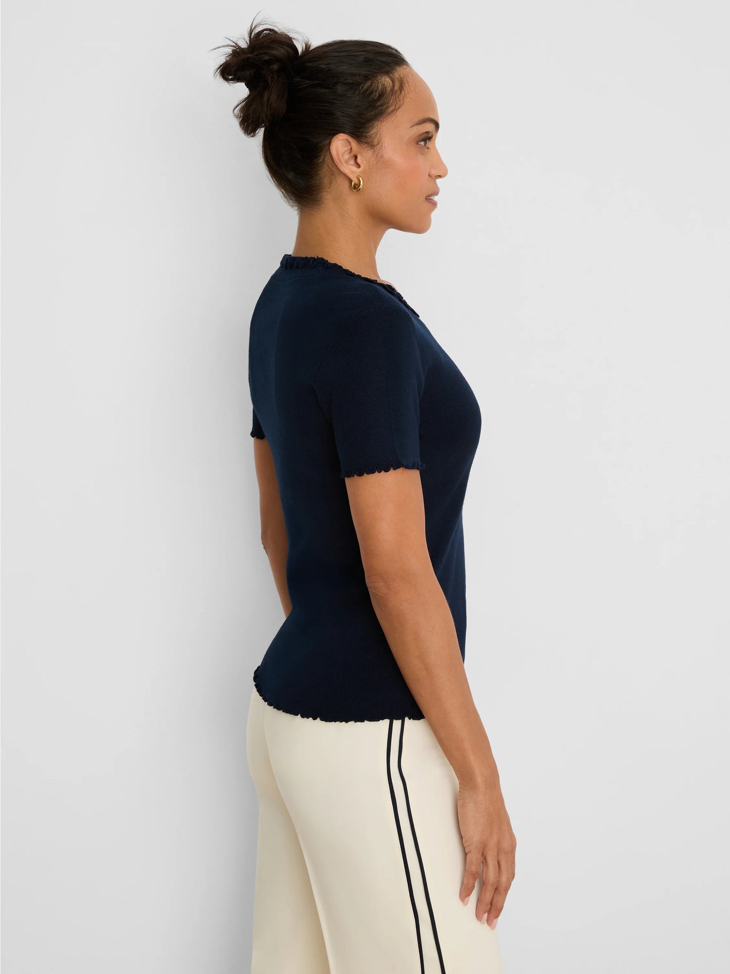 Ruffle Trim Sweater Tee