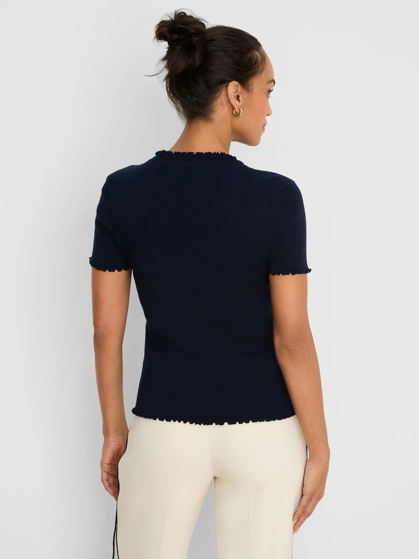 Ruffle Trim Sweater Tee