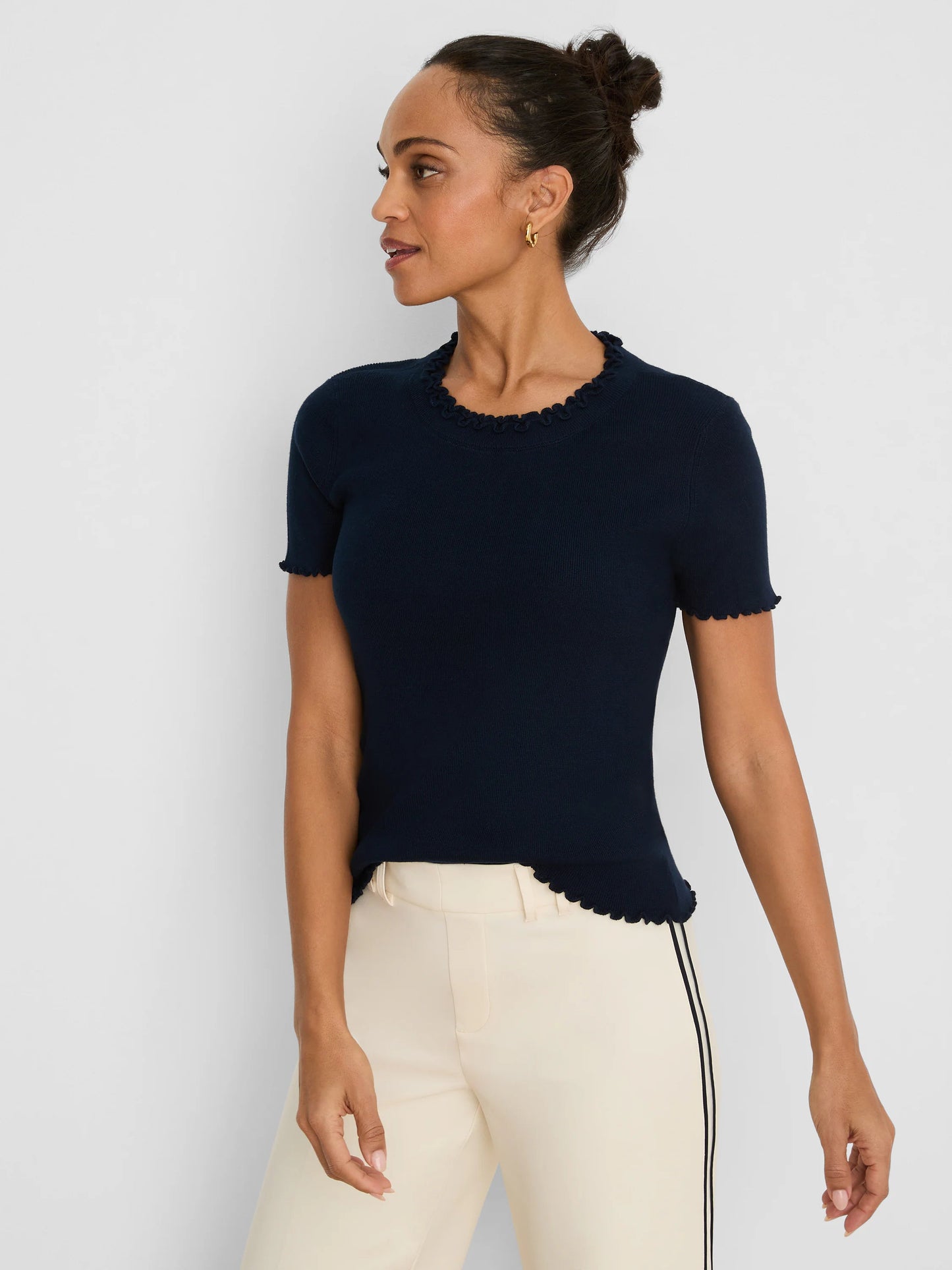 Ruffle Trim Sweater Tee