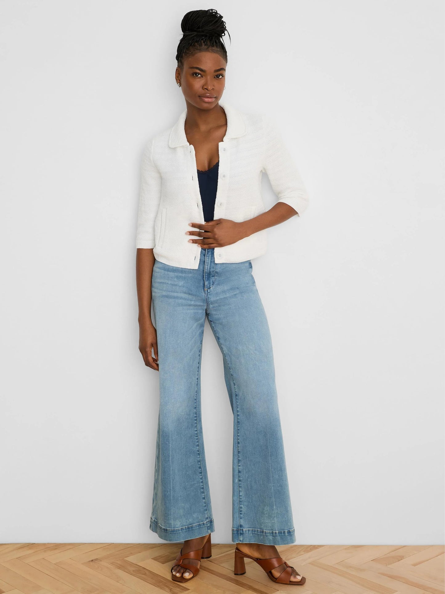 Elbow Sleeve Textured Knit Jacket