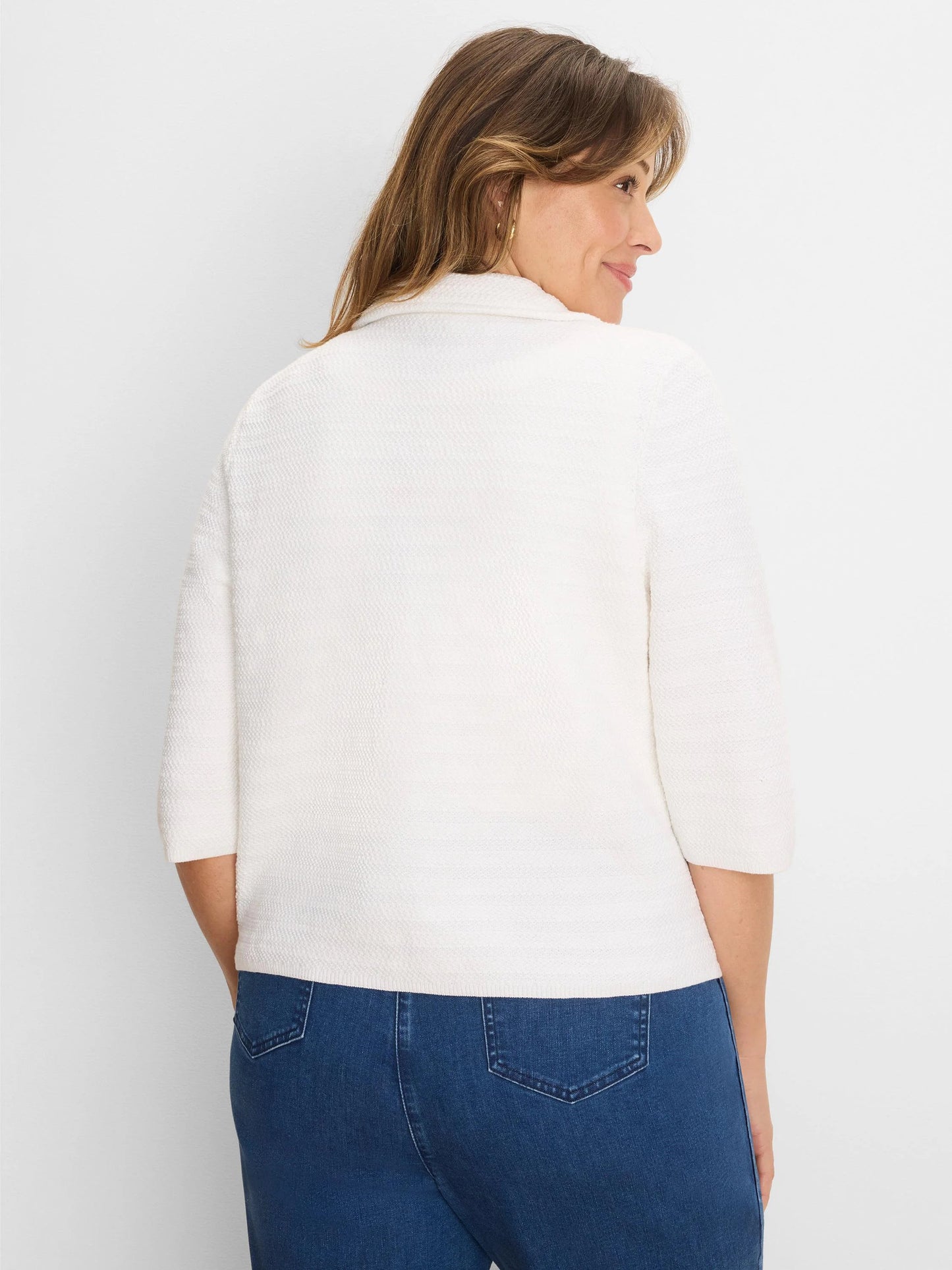 Elbow Sleeve Textured Knit Jacket