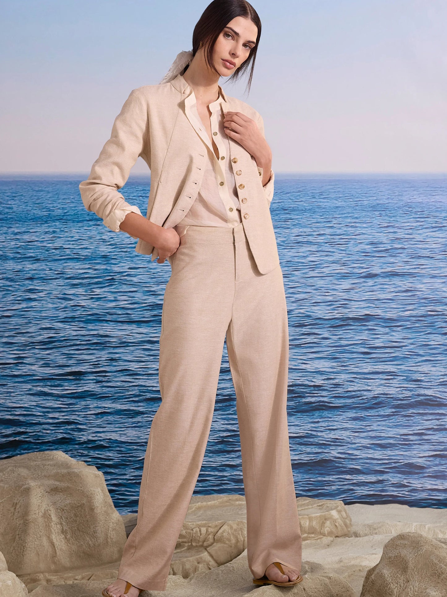 Lenox Wide Leg Stretch Linen Pant