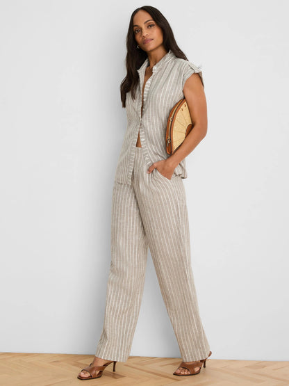 Lenox Wide Leg Striped Linen Pant
