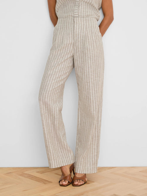 Lenox Wide Leg Striped Linen Pant