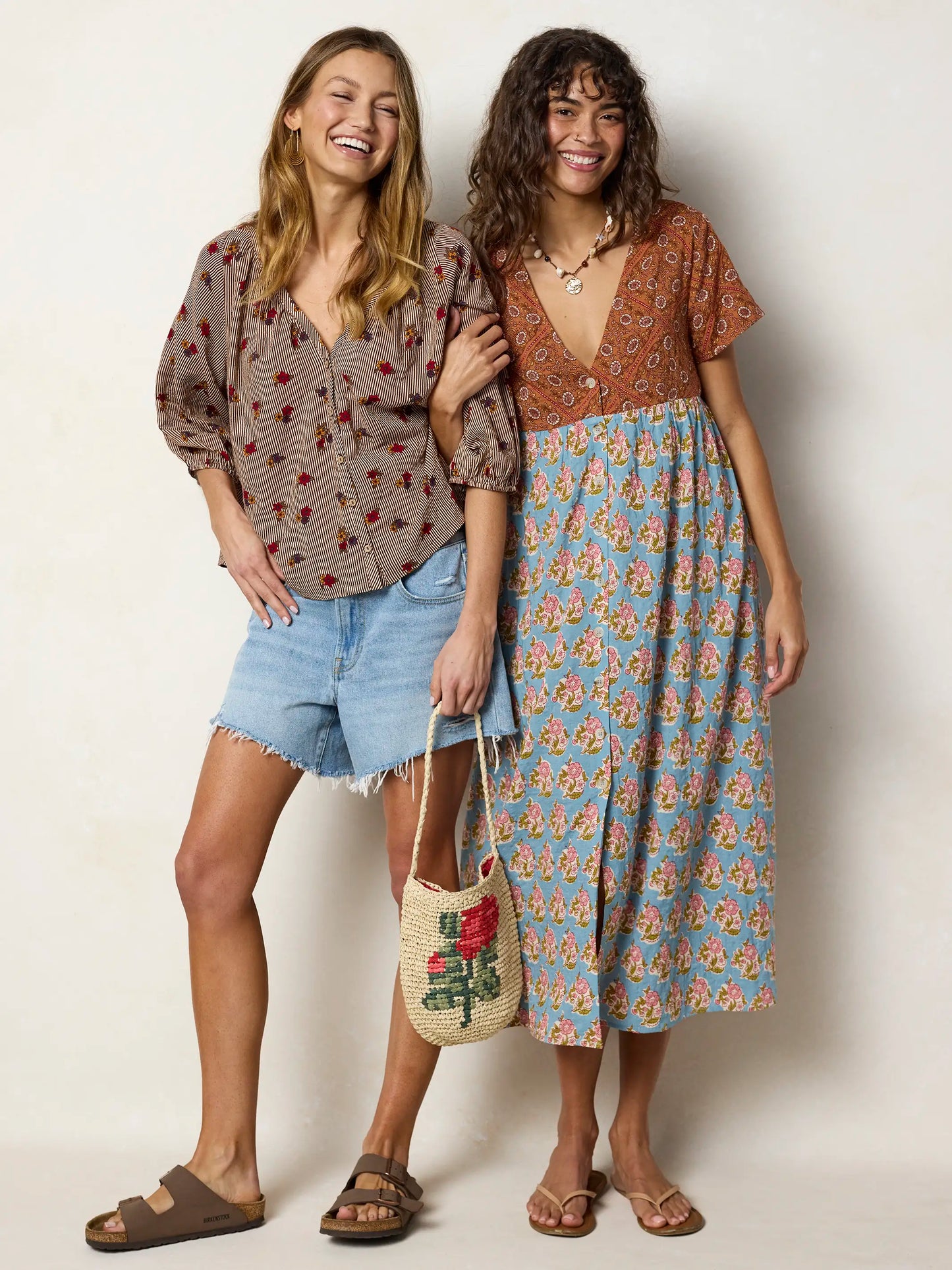 Avery Midi Dress - Wildflower Tiles Rust