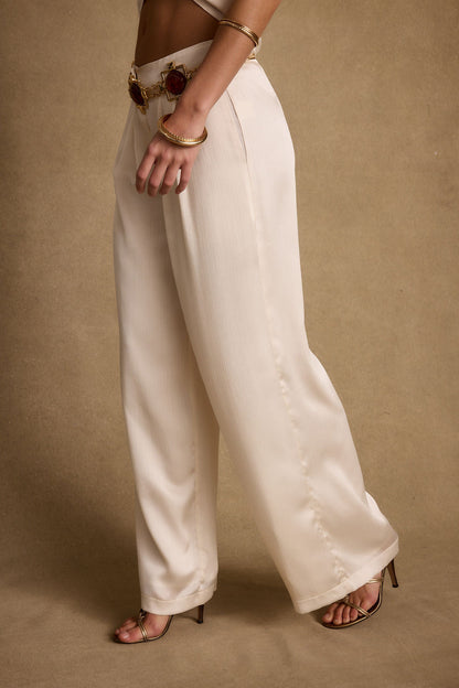 Moonlit Kiss Cream Satin Trousers