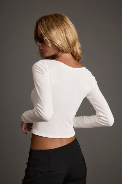 Matti White Boat Neck Top