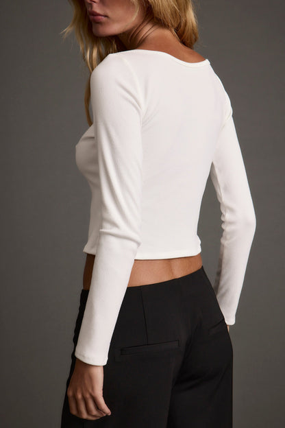 Matti White Boat Neck Top