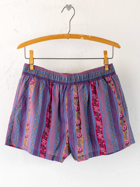 Mix & Match Cotton Pajama Shorts - Retro Ribbons Navy