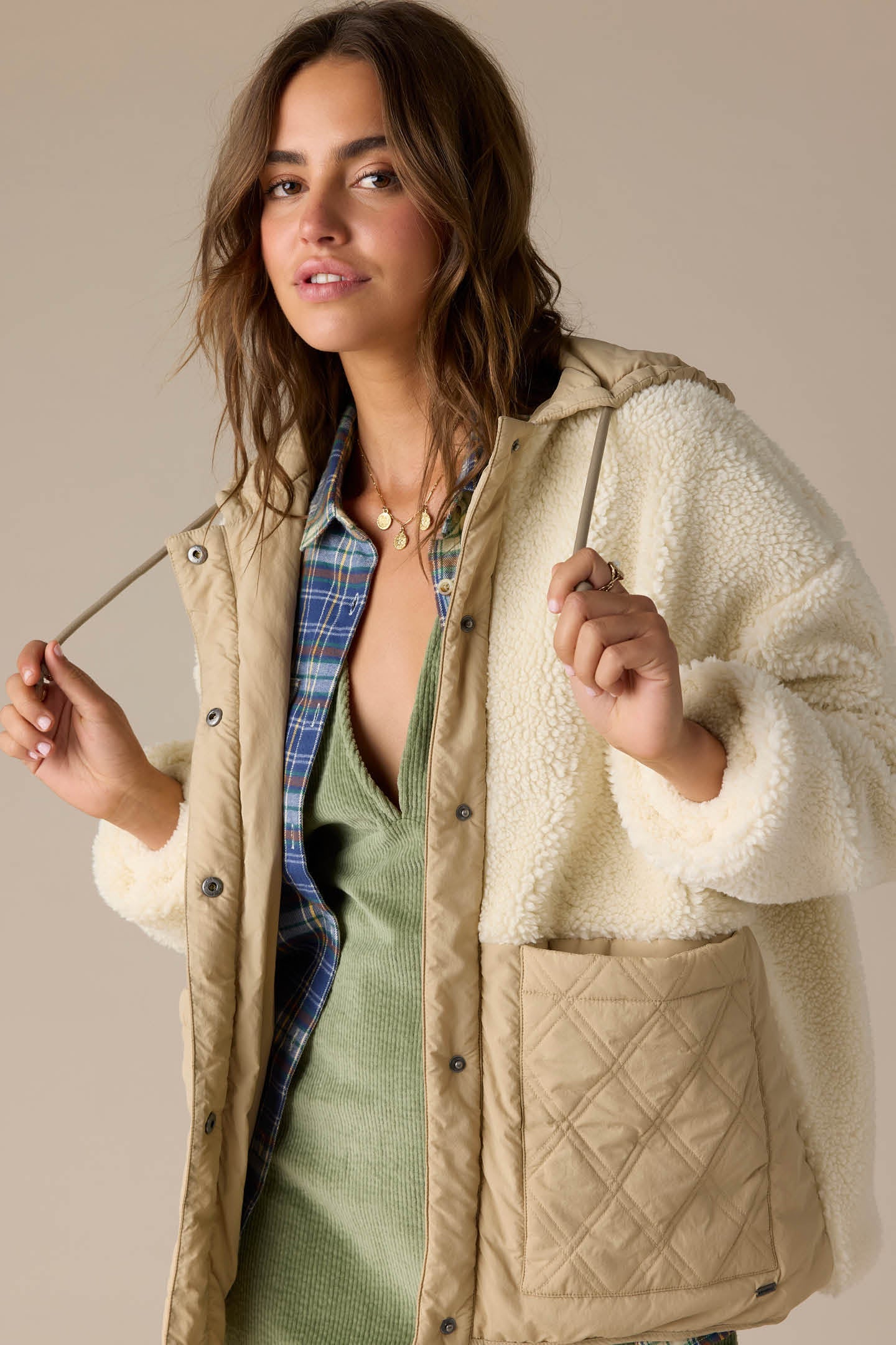 Meena High Pile Fleece Quilted Jacket