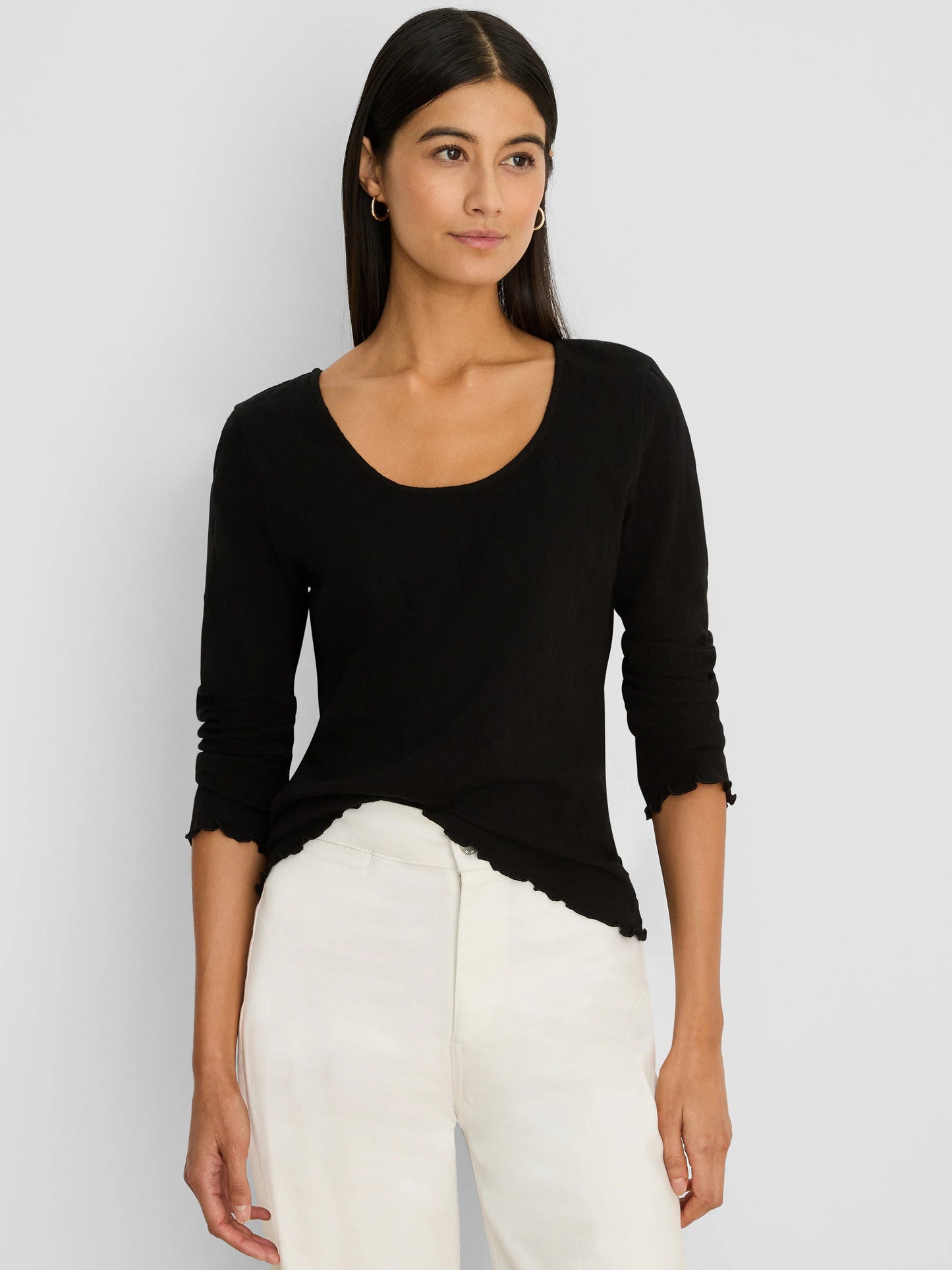 NZT 3/4 Sleeve Lace Knit Scoop Tee