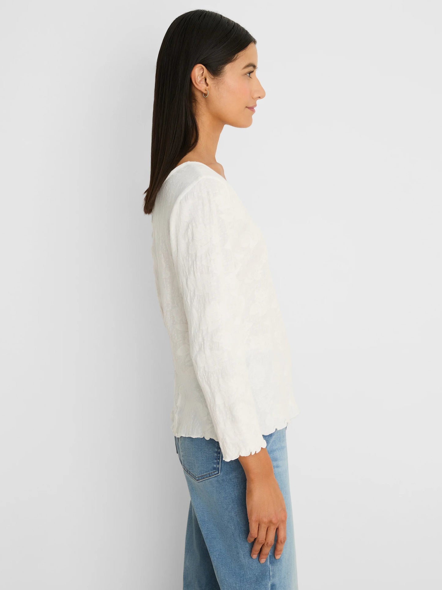 NZT 3/4 Sleeve Lace Knit Scoop Tee