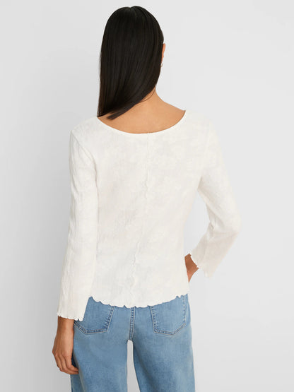 NZT 3/4 Sleeve Lace Knit Scoop Tee