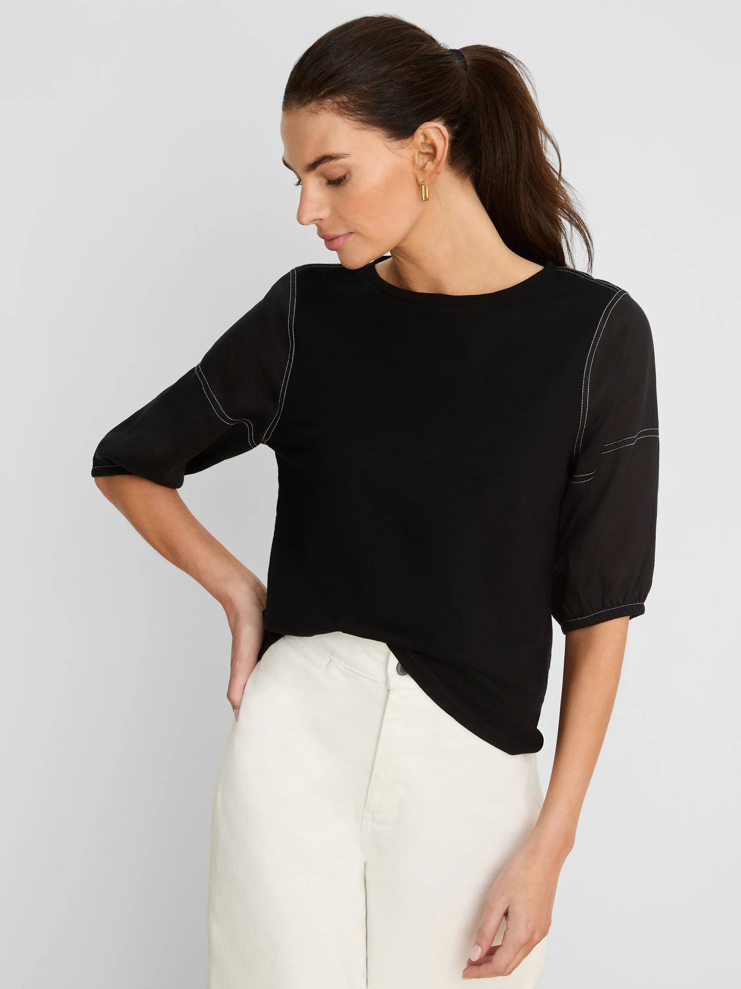 NZT Linen Sleeve Cotton Tee