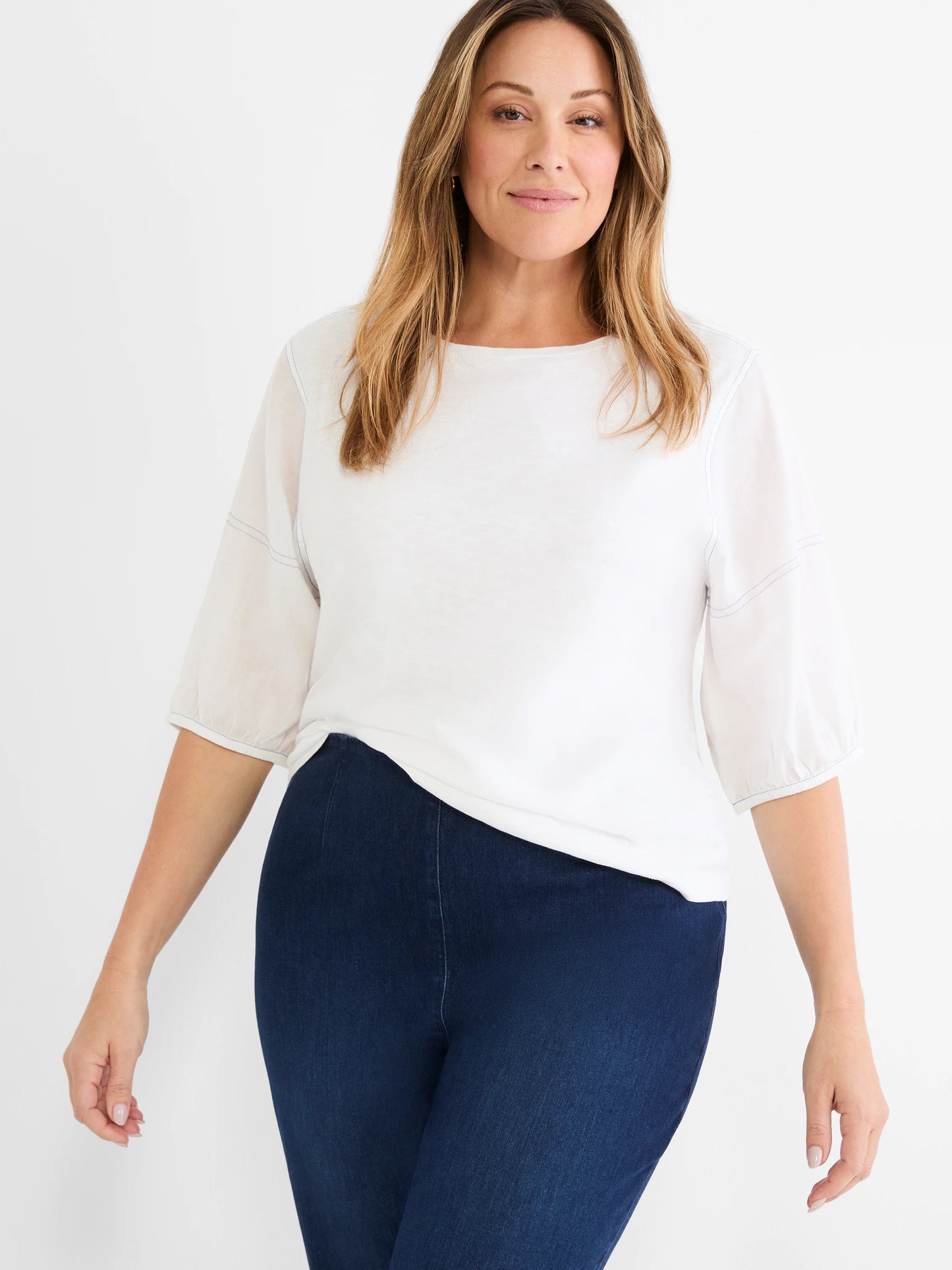 NZT Linen Sleeve Cotton Tee