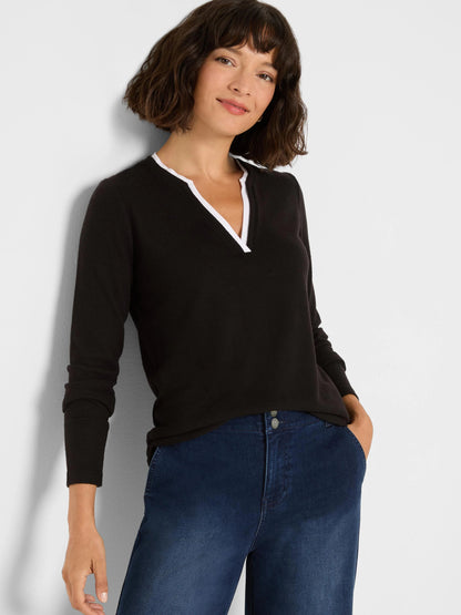 NZT Cozy Jersey Double Layer Split Neck Tee