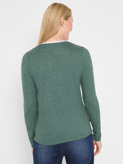 NZT Cozy Jersey Double Layer Split Neck Tee