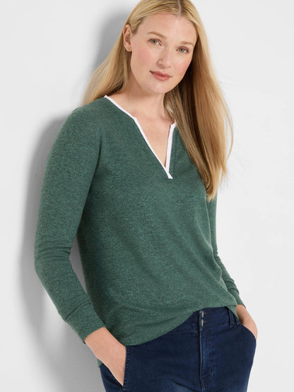 NZT Cozy Jersey Double Layer Split Neck Tee