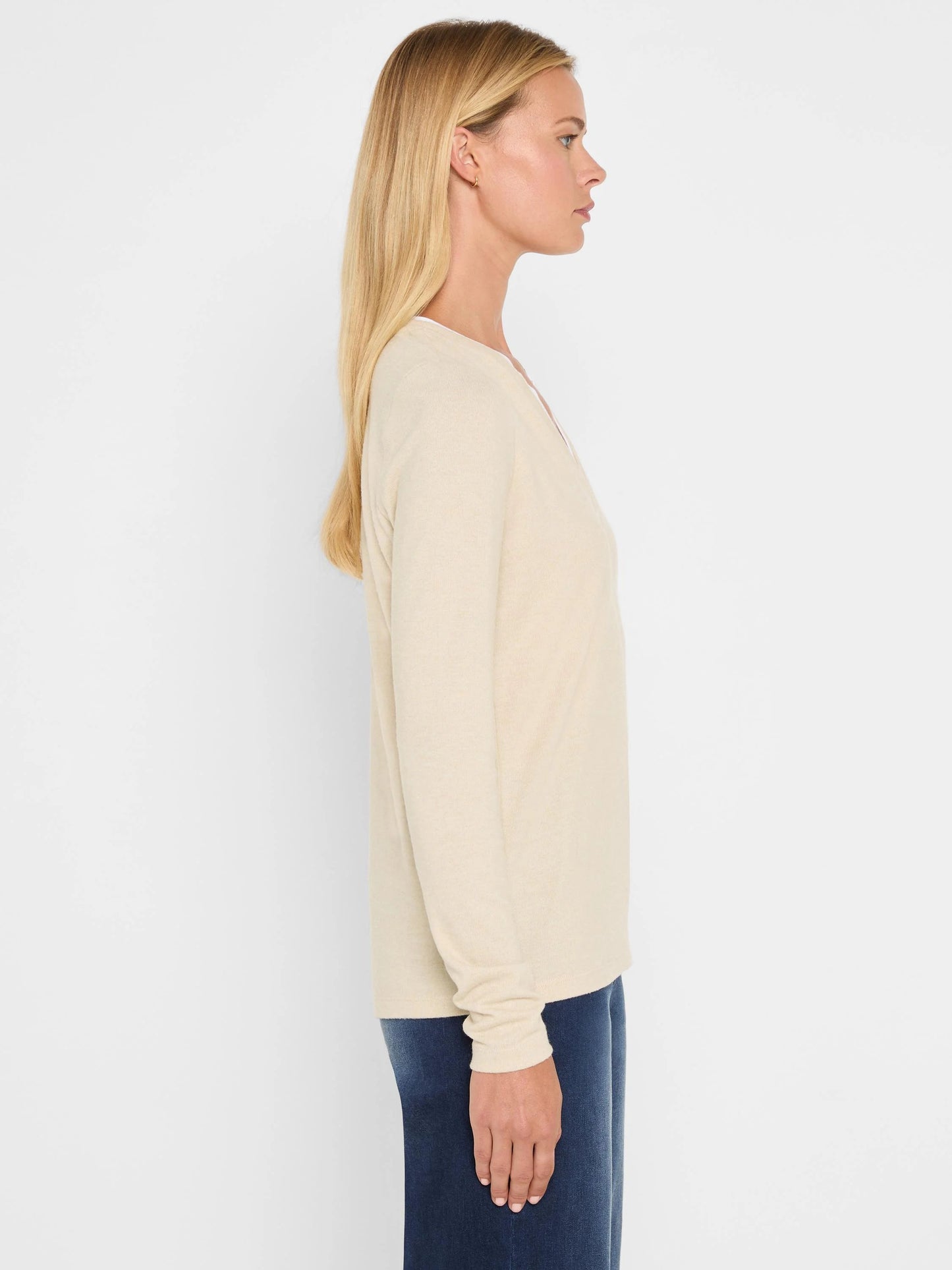 NZT Cozy Jersey Double Layer Split Neck Tee