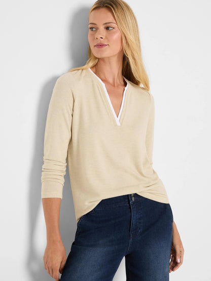 NZT Cozy Jersey Double Layer Split Neck Tee