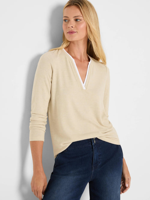 NZT Cozy Jersey Double Layer Split Neck Tee