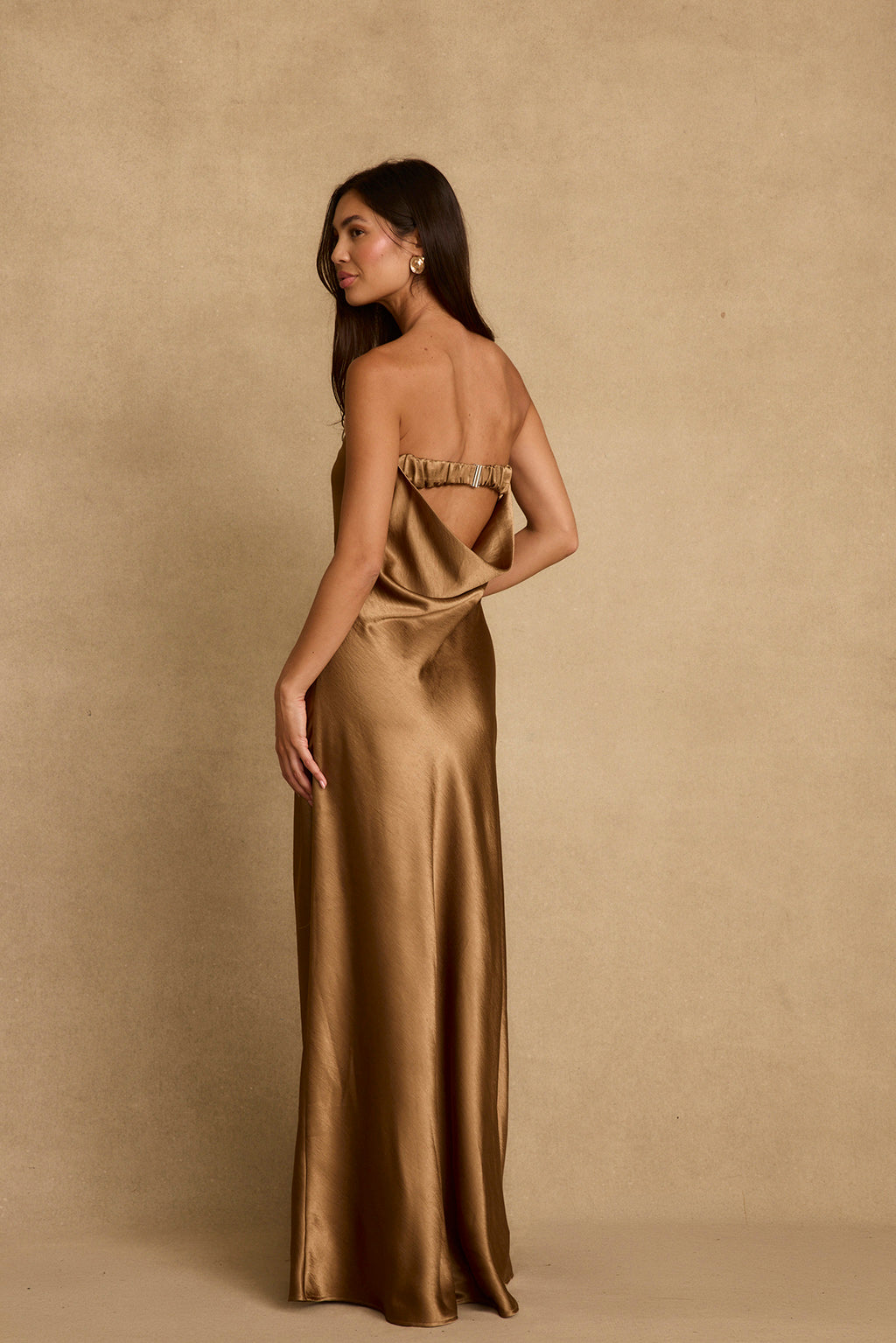 Natalia Bronze Strapless Maxi Dress
