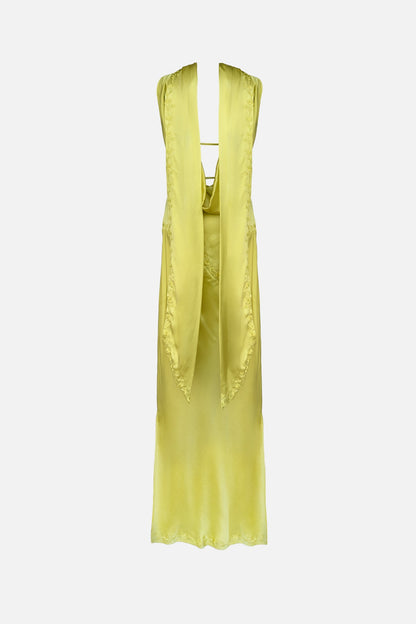 Nina Silk Dress — Chartreuse