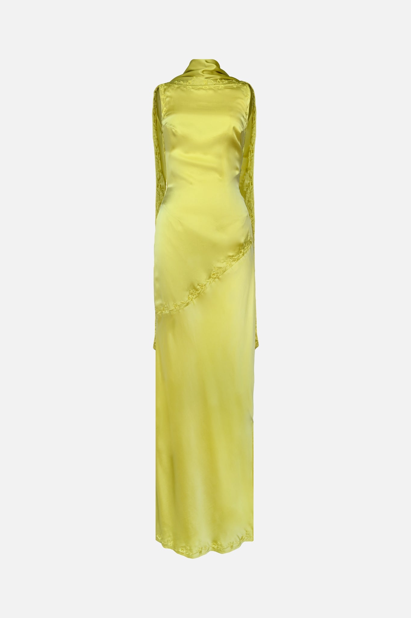 Nina Silk Dress — Chartreuse