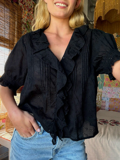 My Favorite Cotton Top - Black Eyelet