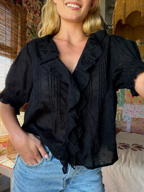 My Favorite Cotton Top - Black Eyelet