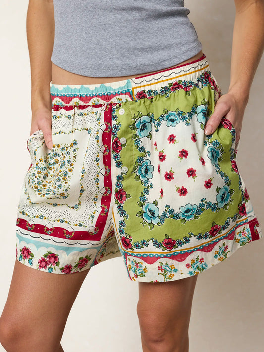 Dream On Cotton Boxer Shorts - Pink Handkerchief