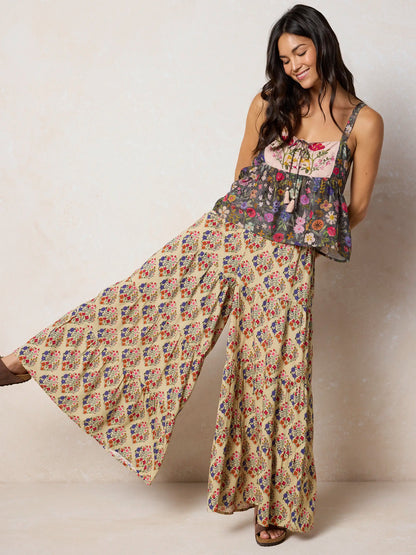 Cami Tie-Front Top - Flung Floral Wildflowers