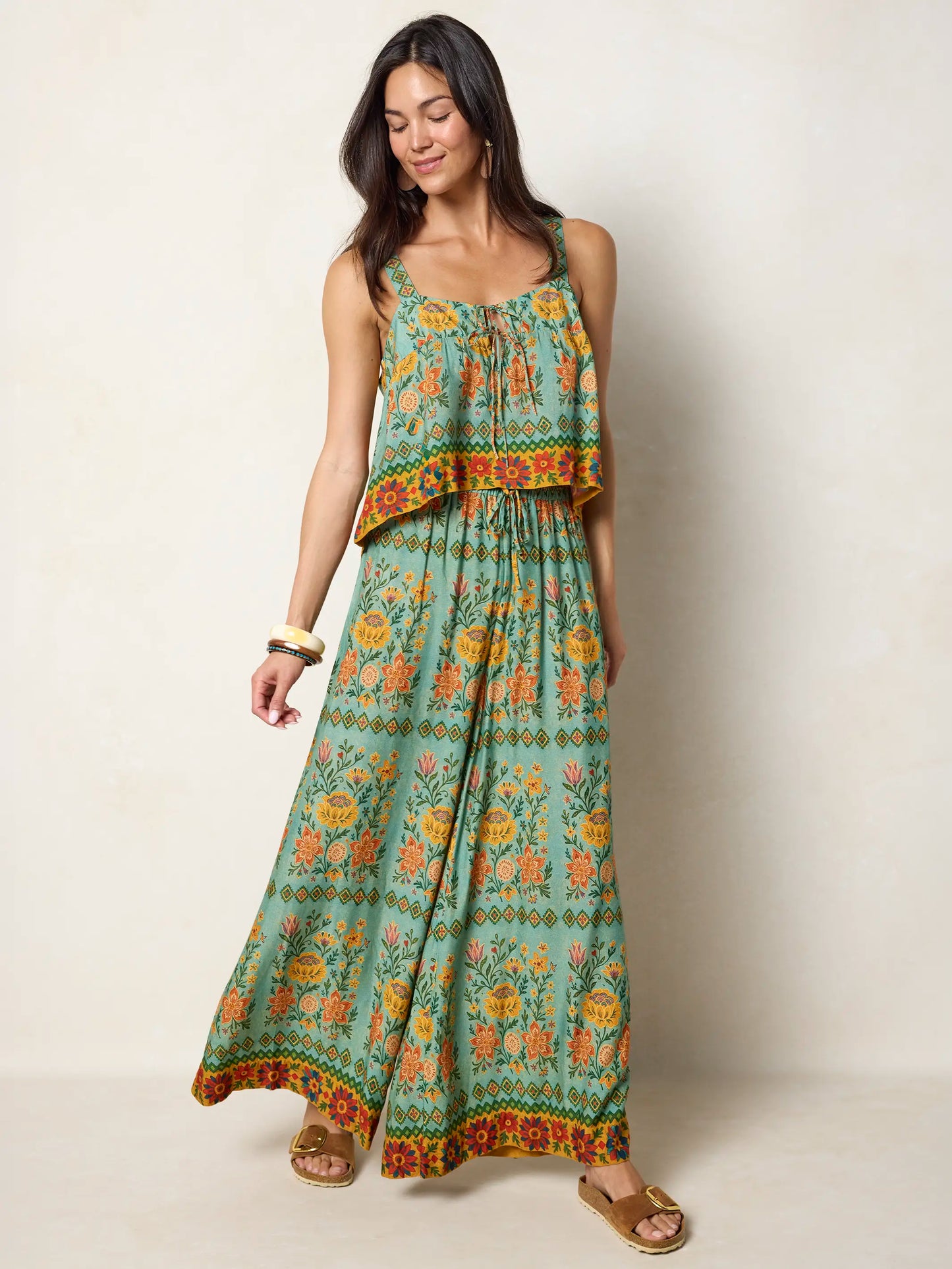 Cara Top - Buttercup Floral Seafoam