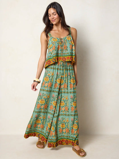 Cara Top - Buttercup Floral Seafoam