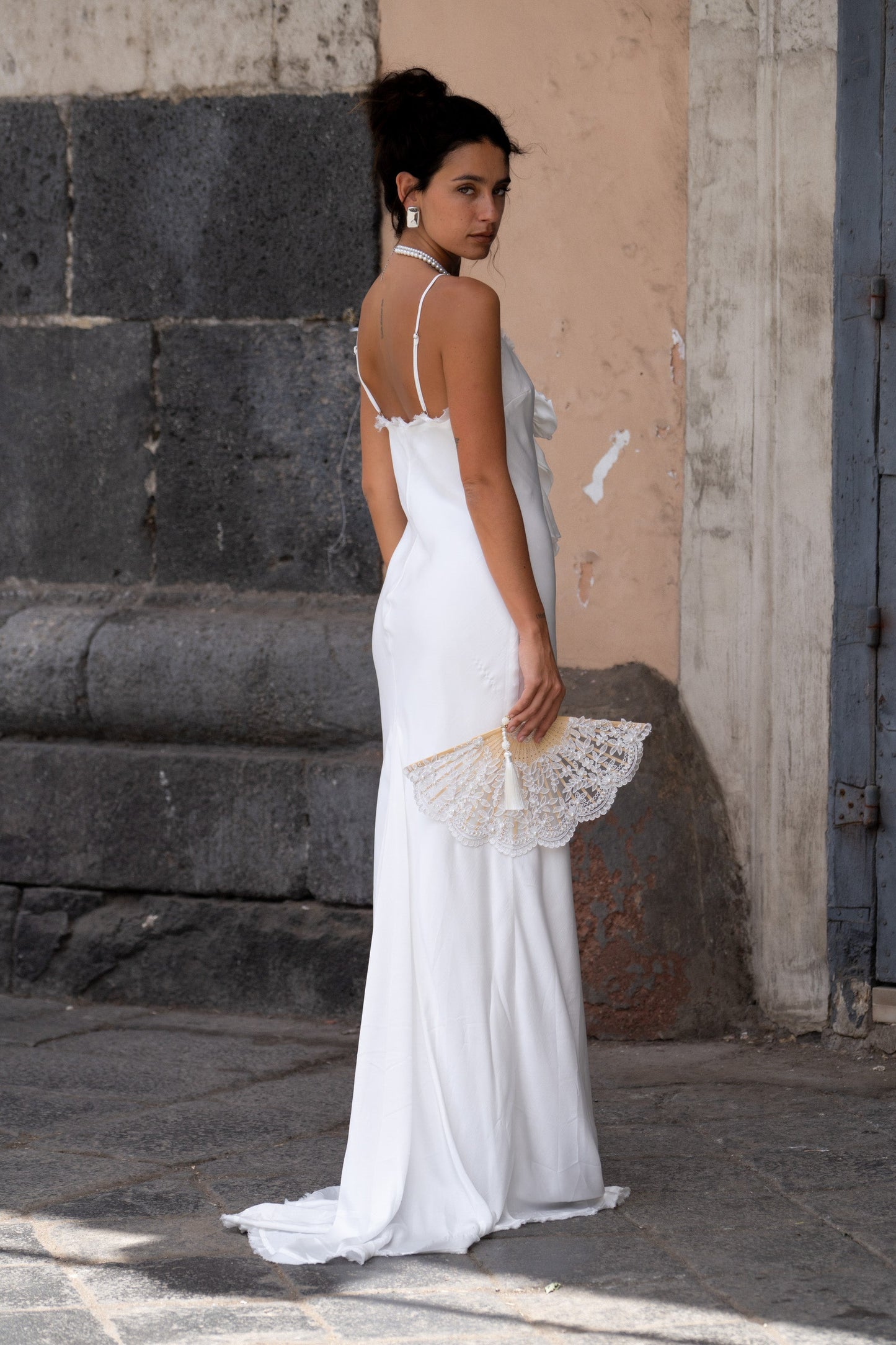 Prosecco White Rosette Frill Maxi Dress