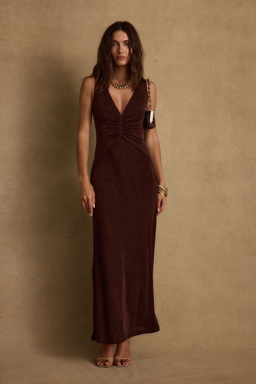 Reese Espresso Slinky Maxi Dress