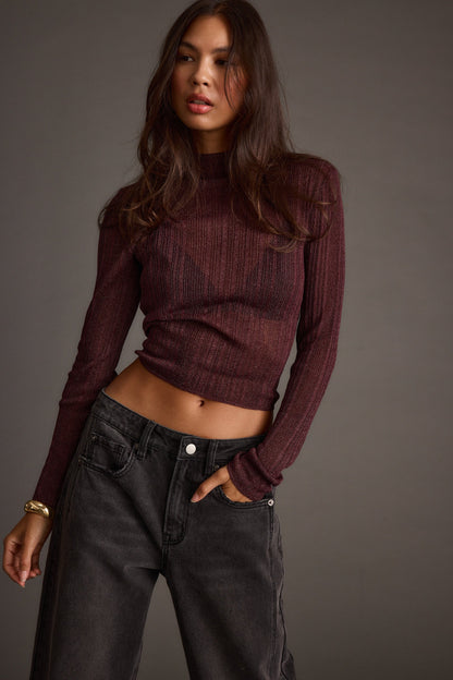 Rania Mulberry Mock Neck Top