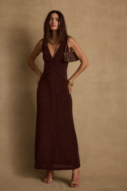 Reese Espresso Slinky Maxi Dress