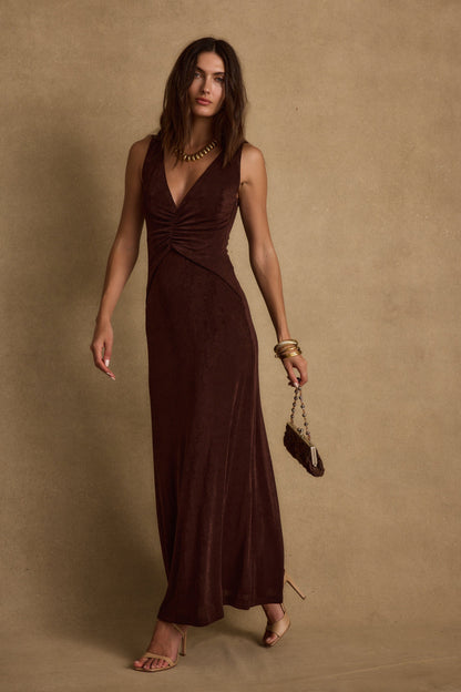 Reese Espresso Slinky Maxi Dress