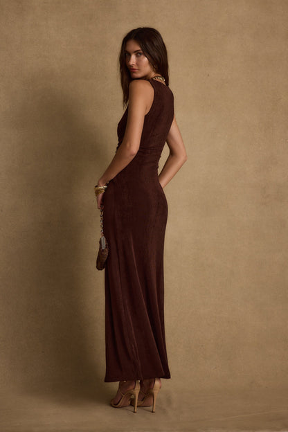 Reese Espresso Slinky Maxi Dress