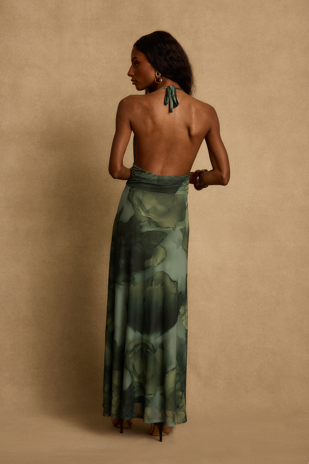 Rosalia Emerald Floral Mesh Maxi Dress