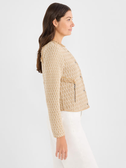 Brocade Fringe Knit Jacket