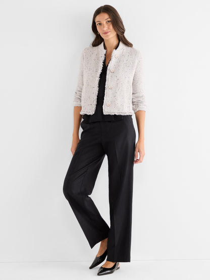 Fringe Mix Knit Bomber Jacket