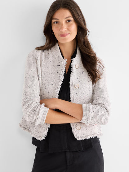 Fringe Mix Knit Bomber Jacket
