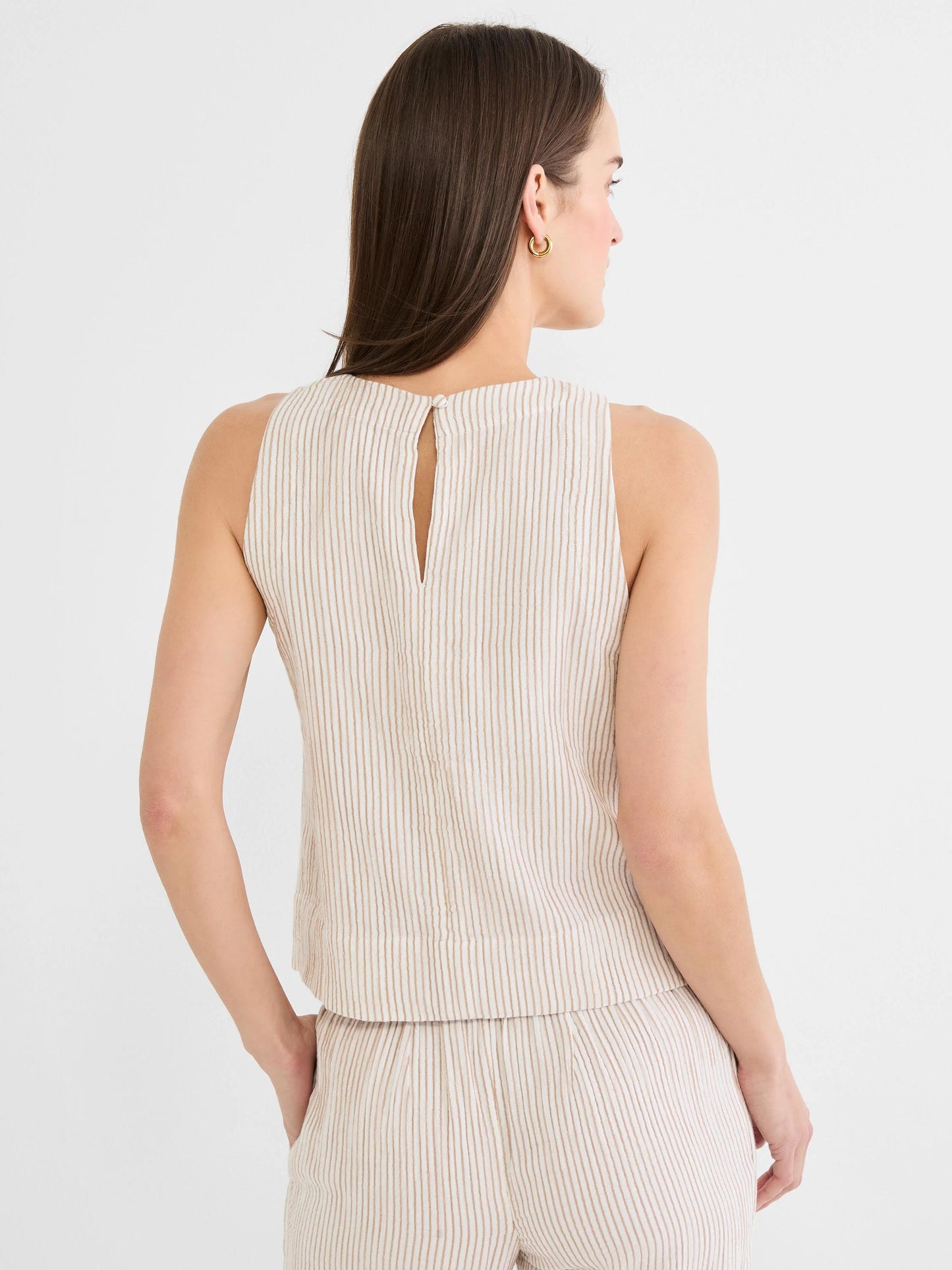 Pinstripe Gauze Pop On Tank